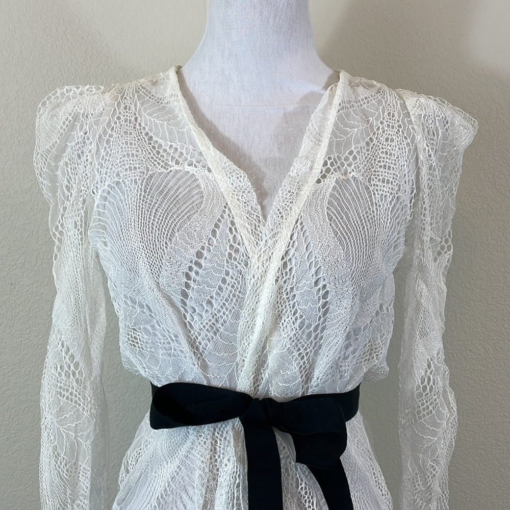 Maje White Lace Blouse Cardigan Size 2‎ - Picture 2 of 6